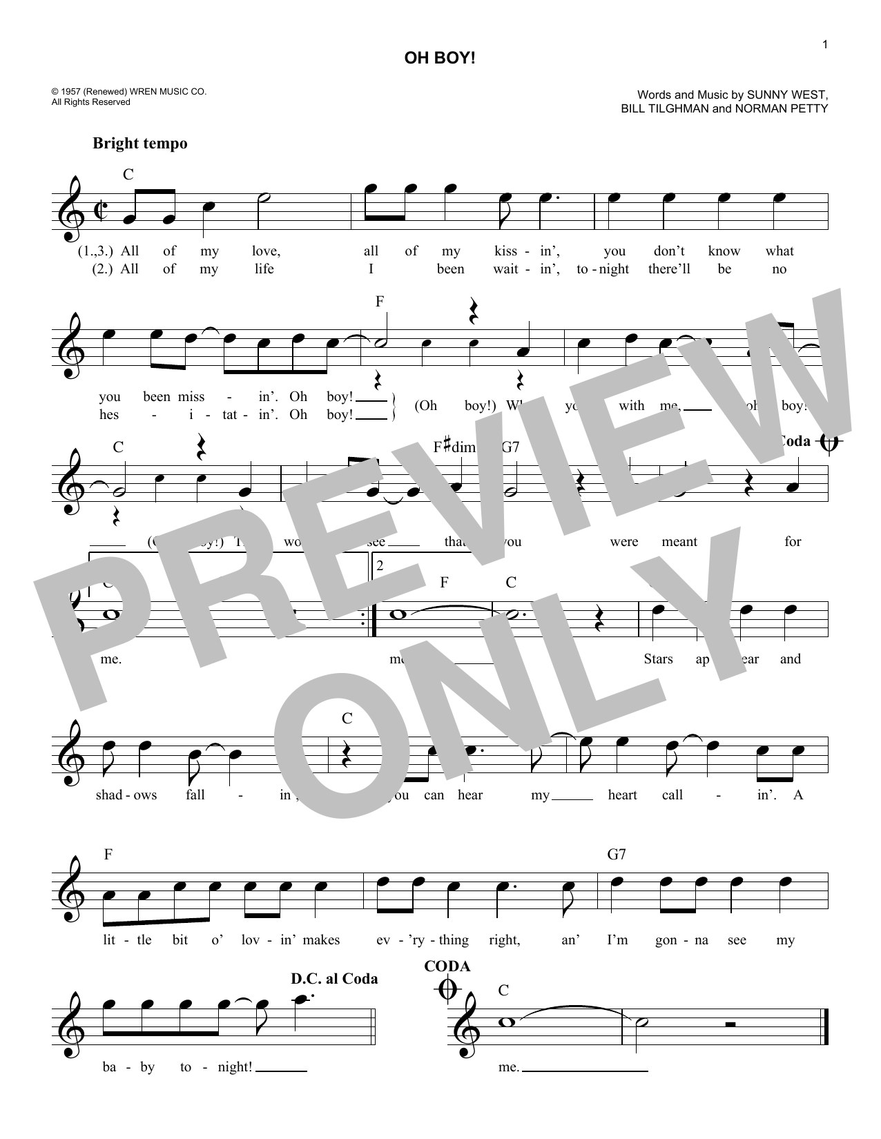 Download The Crickets Oh Boy! Sheet Music