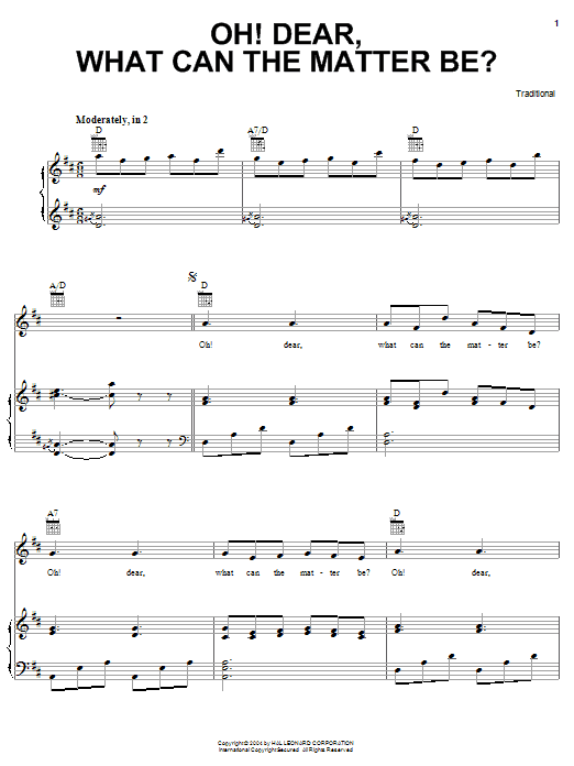 Download Traditional Oh Dear! What Can The Matter Be? Sheet Music