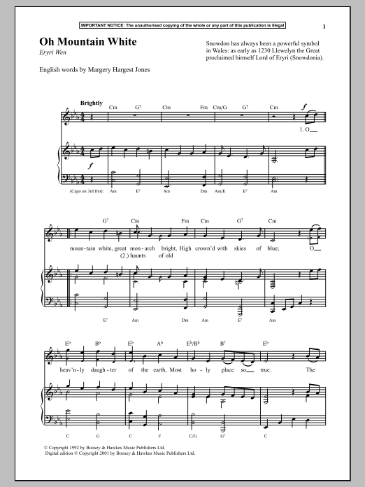 Download Anonymous Oh Mountain White Sheet Music