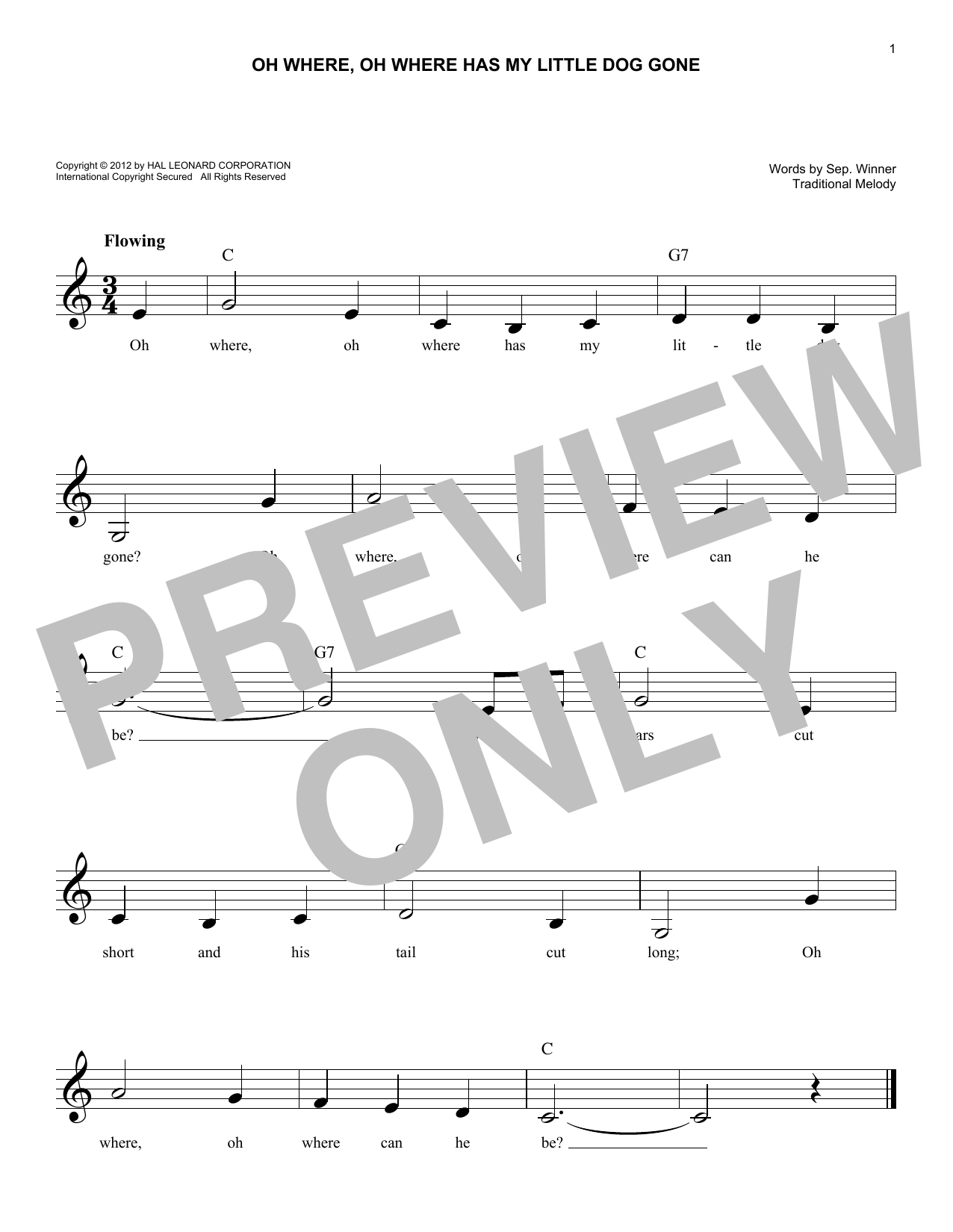 Download Traditional Oh Where, Oh Where Has My Little Dog Go Sheet Music