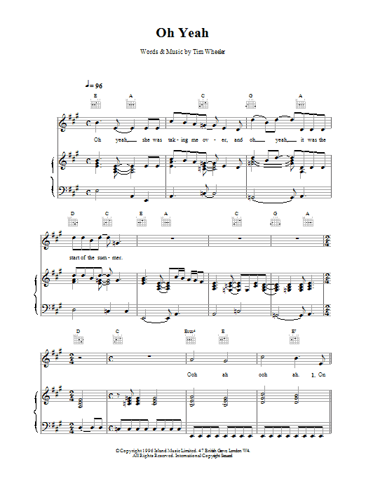 Ash Oh Yeah sheet music notes printable PDF score