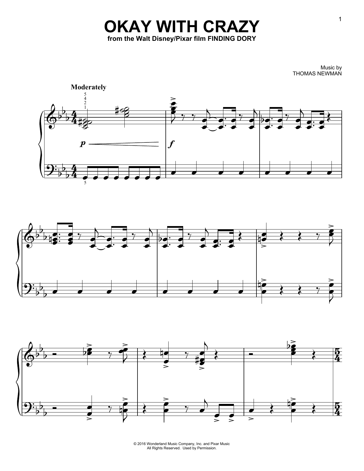 Download Thomas Newman Okay With Crazy Sheet Music