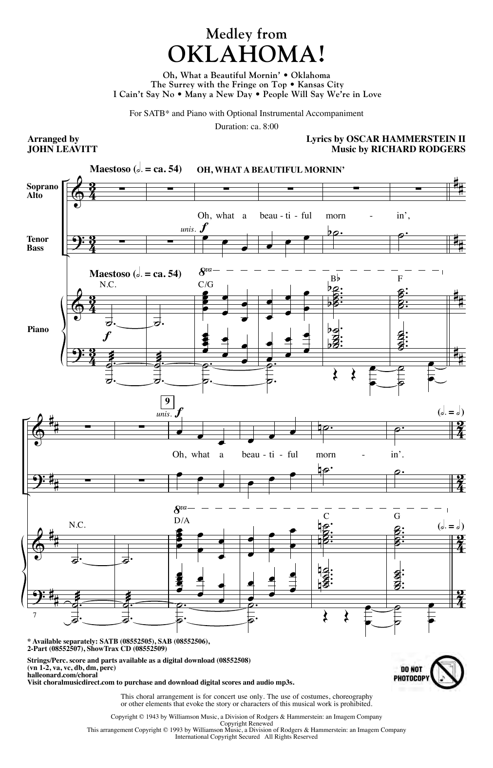 Download Rodgers & Hammerstein Oklahoma! (Medley) (arr. John Leavitt) Sheet Music