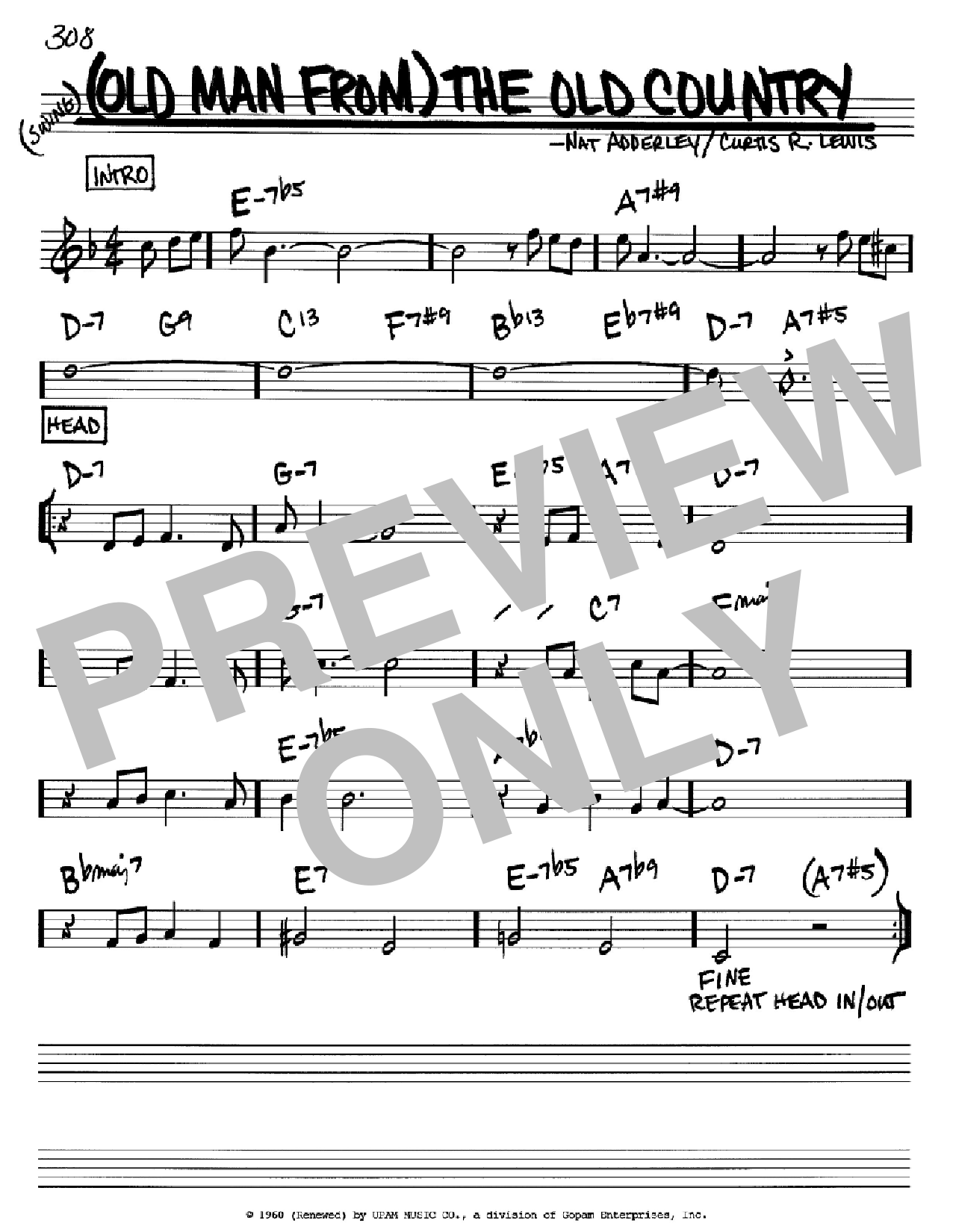 Download Nat Adderley (Old Man From) The Old Country Sheet Music
