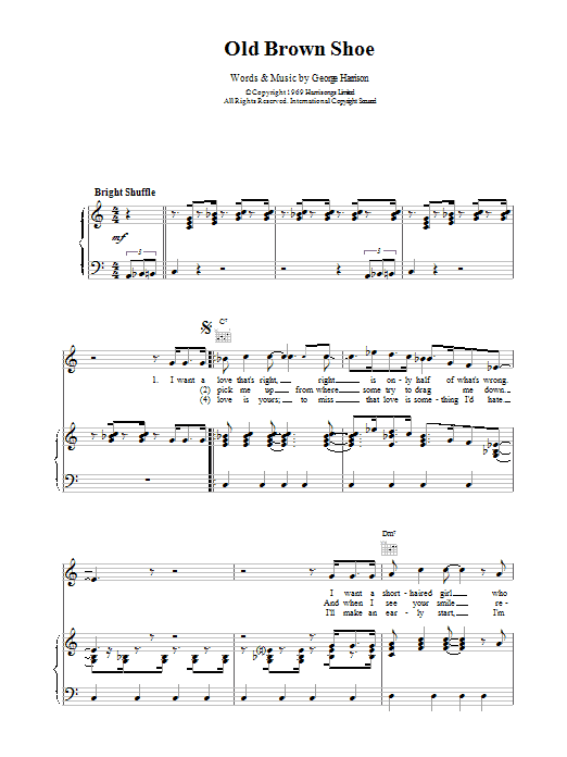 The Beatles Old Brown Shoe sheet music notes printable PDF score