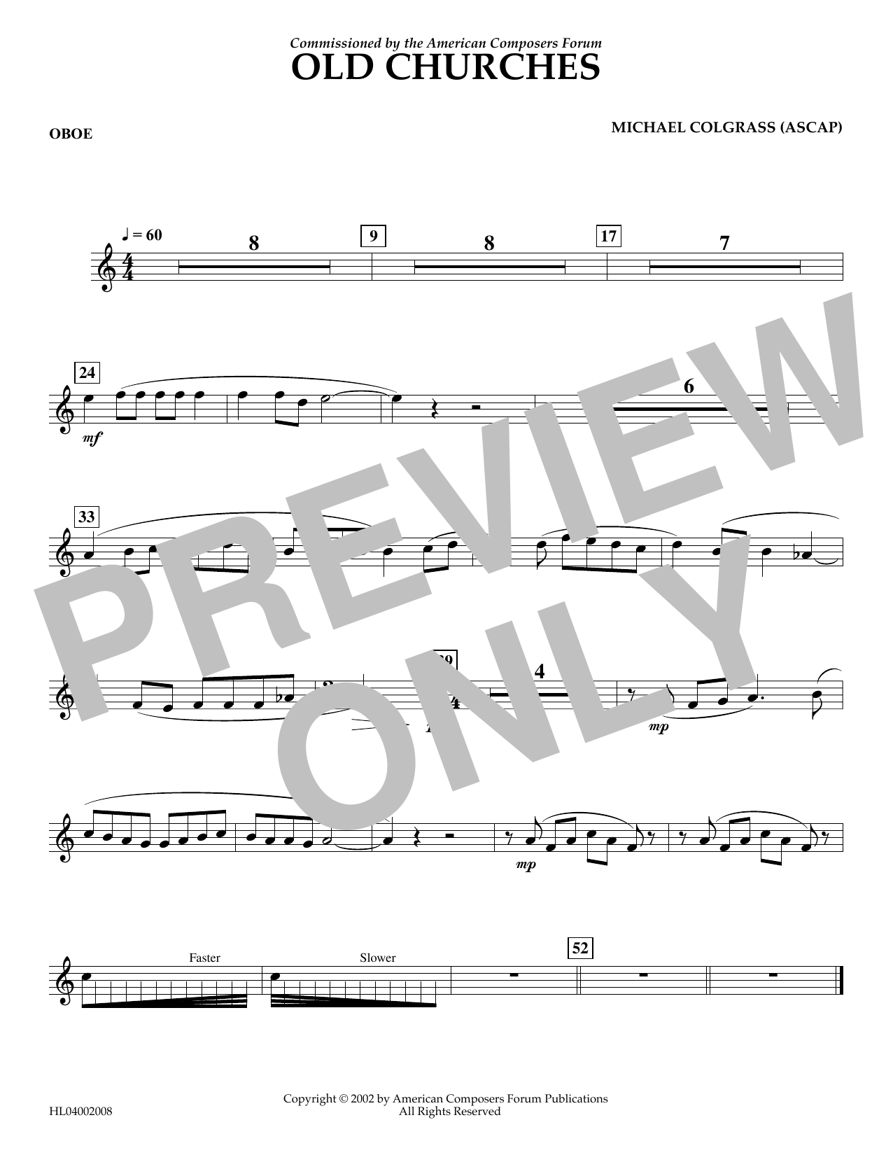 Download Michael Colgrass Old Churches - Oboe Sheet Music