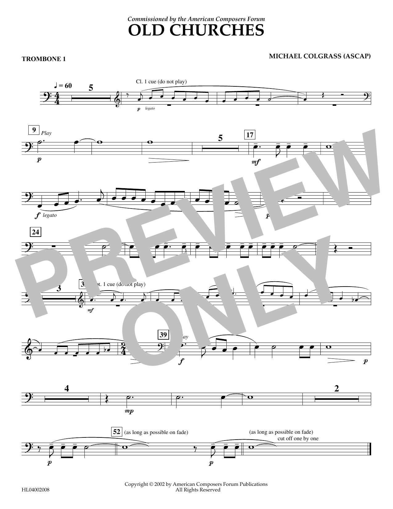 Download Michael Colgrass Old Churches - Trombone 1 Sheet Music