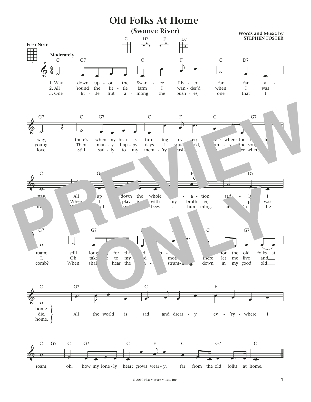 Download Stephen C. Foster Old Folks At Home (Swanee River) (from Sheet Music