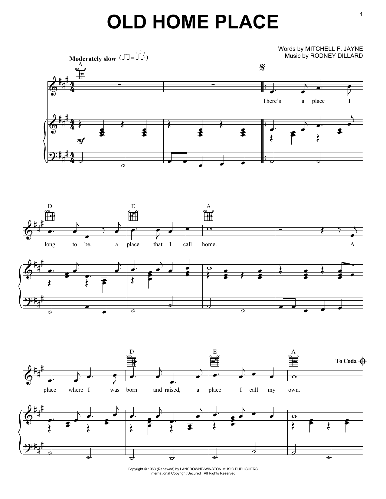 Download Ralph Stanley Old Home Place Sheet Music