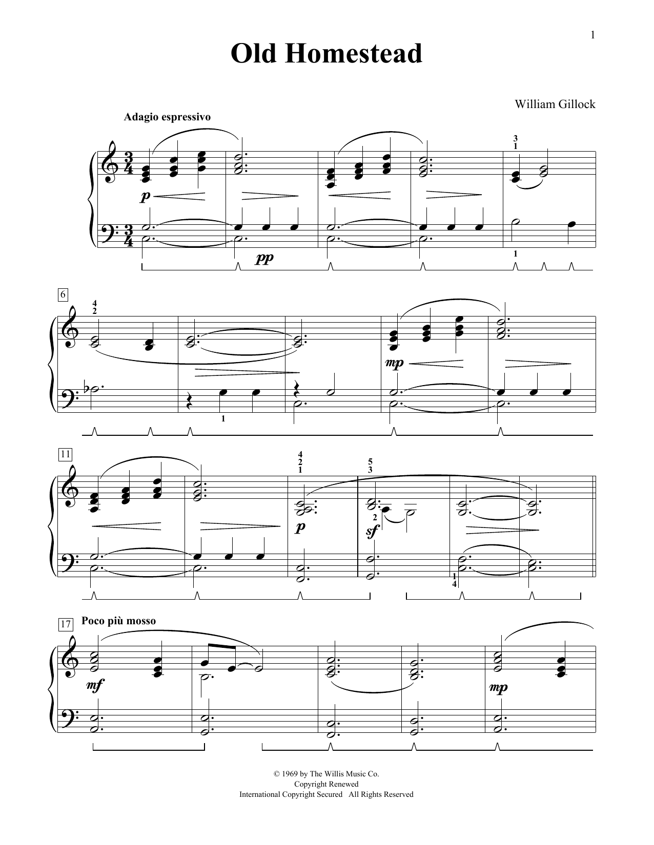 Download William Gillock Old Homestead Sheet Music