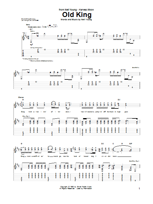 Download Neil Young Old King Sheet Music