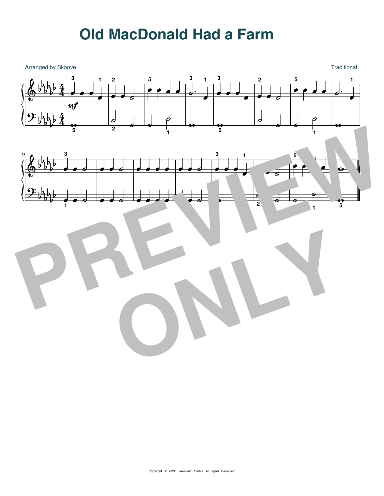 Download Traditional Old MacDonald Had A Farm (arr. Skoove) Sheet Music