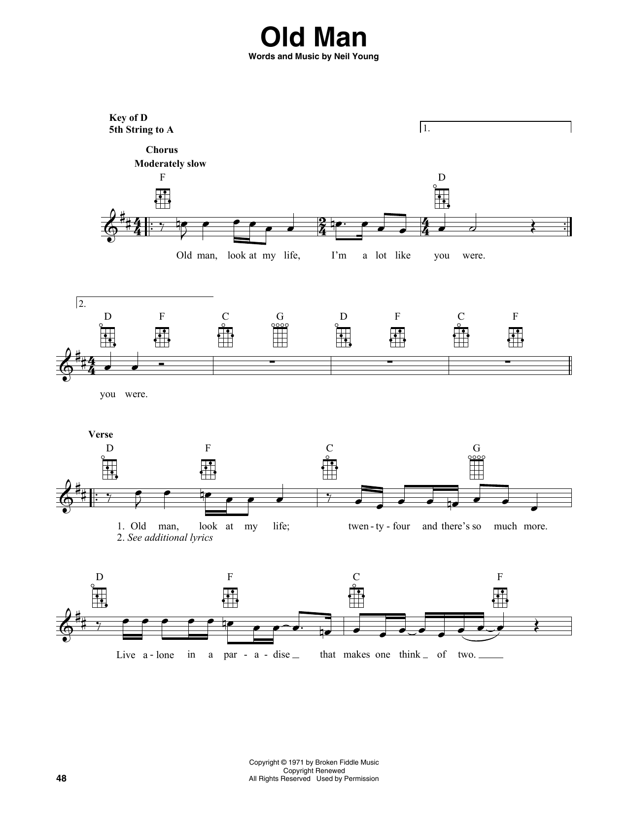 Download Neil Young Old Man (arr. Fred Sokolow) Sheet Music