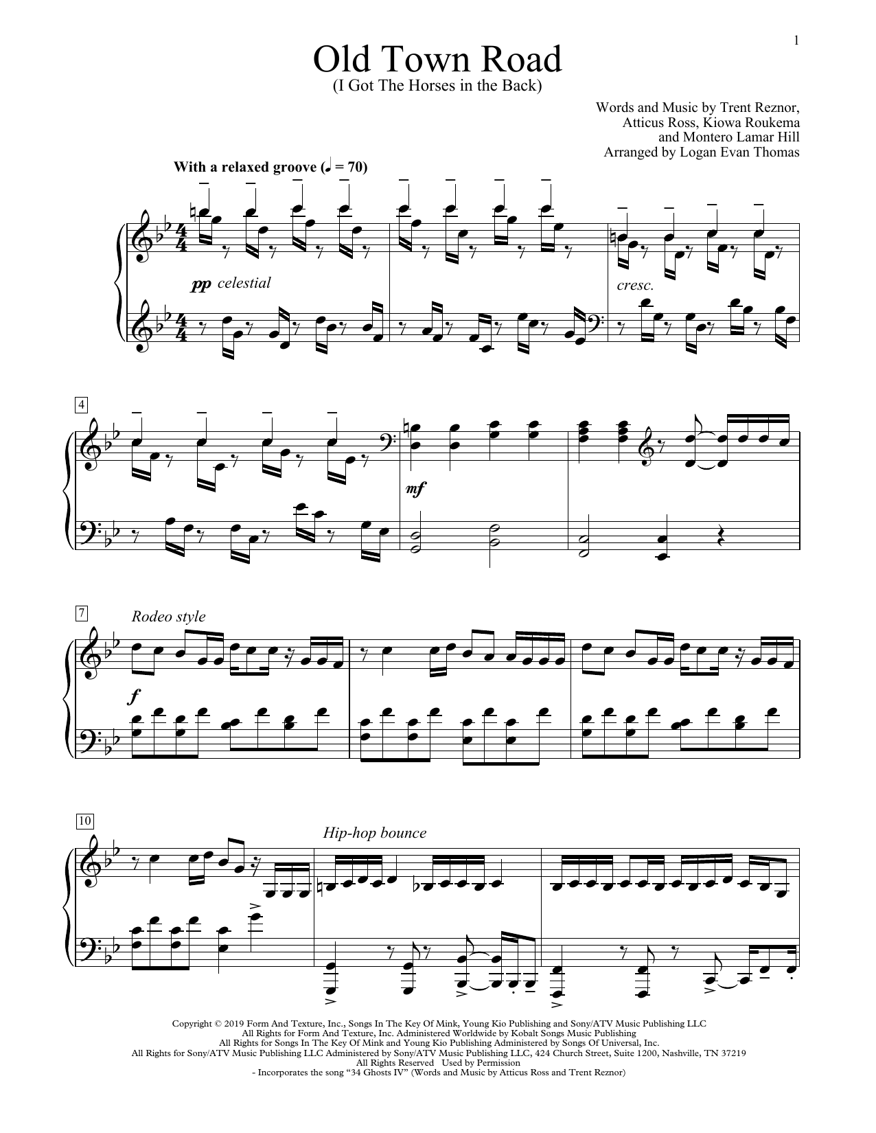 Download Lil Nas X Old Town Road (I Got The Horses In The Sheet Music