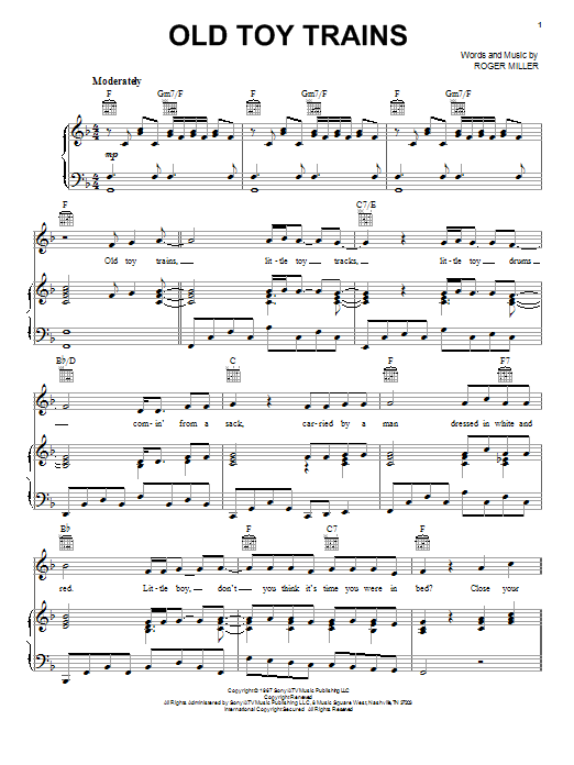 Roger Miller Old Toy Trains sheet music notes printable PDF score