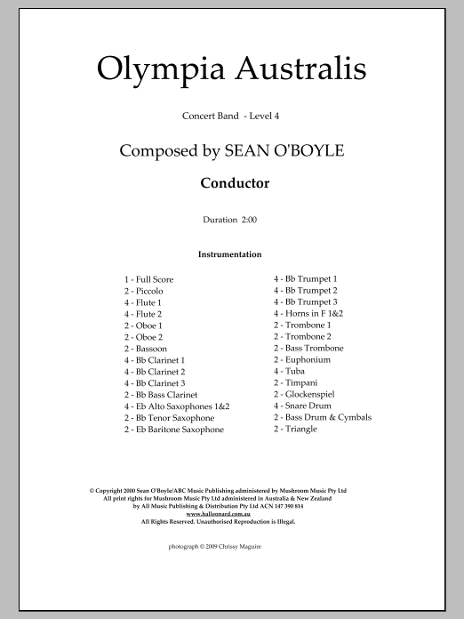 Download Sean O'Boyle Olympia Australis (Concert Band) - Scor Sheet Music