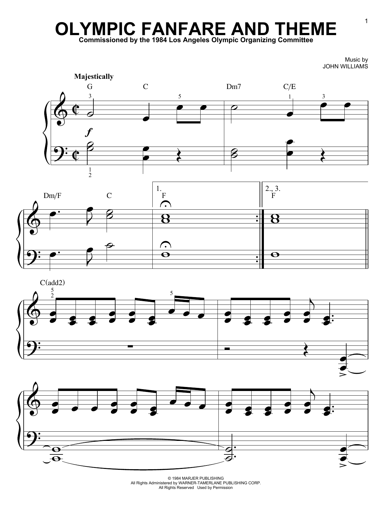 John Williams Olympic Fanfare And Theme sheet music notes printable PDF score
