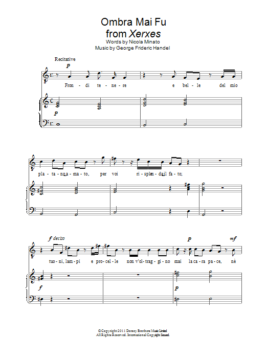 Download Andrea Bocelli Ombra Mai Fu (from Xerxes) Sheet Music