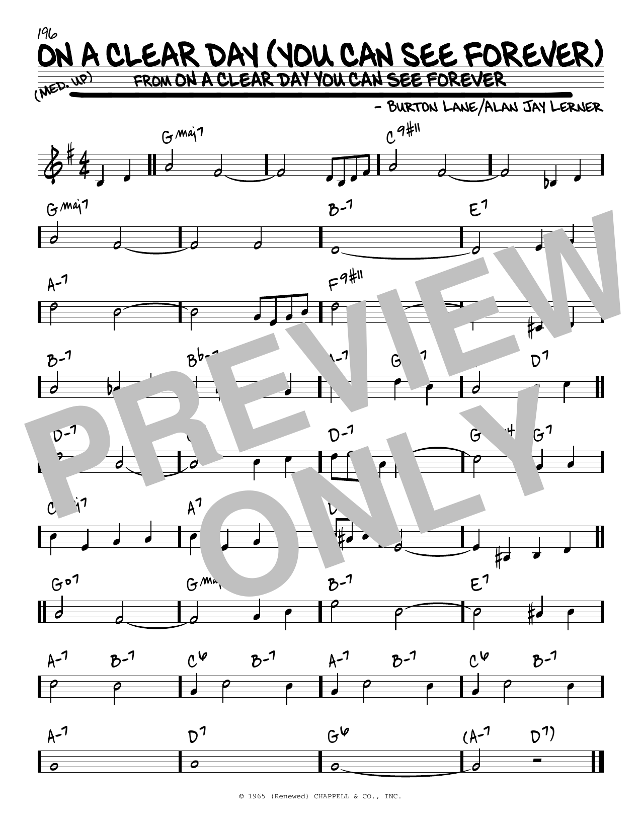 Download Burton Lane On A Clear Day (You Can See Forever) Sheet Music
