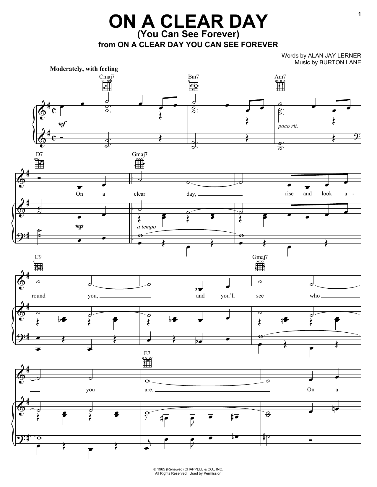 Download Frank Sinatra On A Clear Day (You Can See Forever) Sheet Music