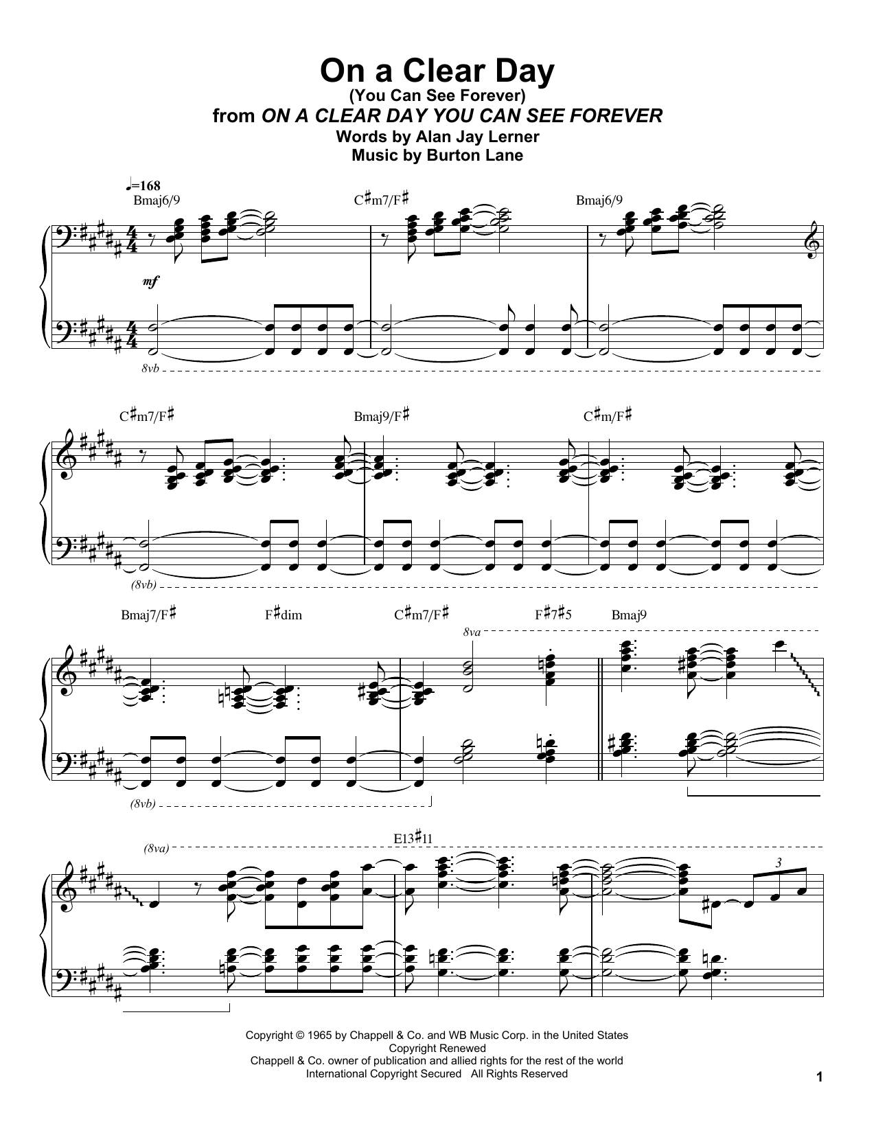 Download Oscar Peterson On A Clear Day (You Can See Forever) Sheet Music