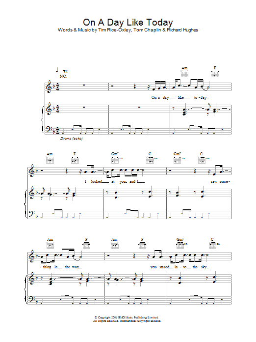 Download Keane On A Day Like Today Sheet Music