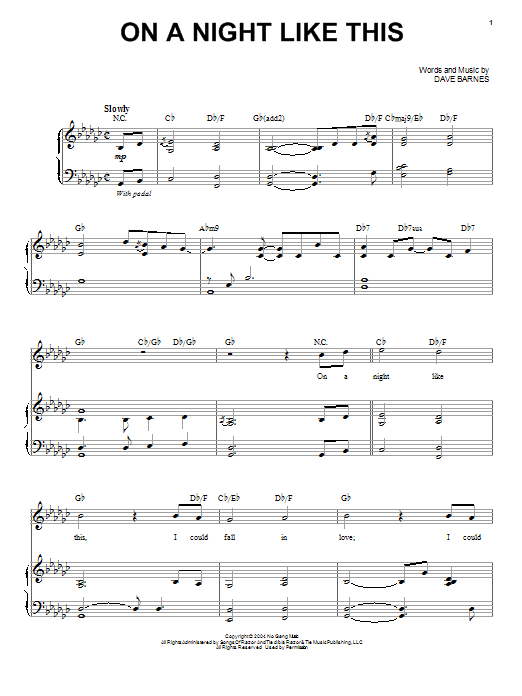 Download Chris Mann On A Night Like This Sheet Music