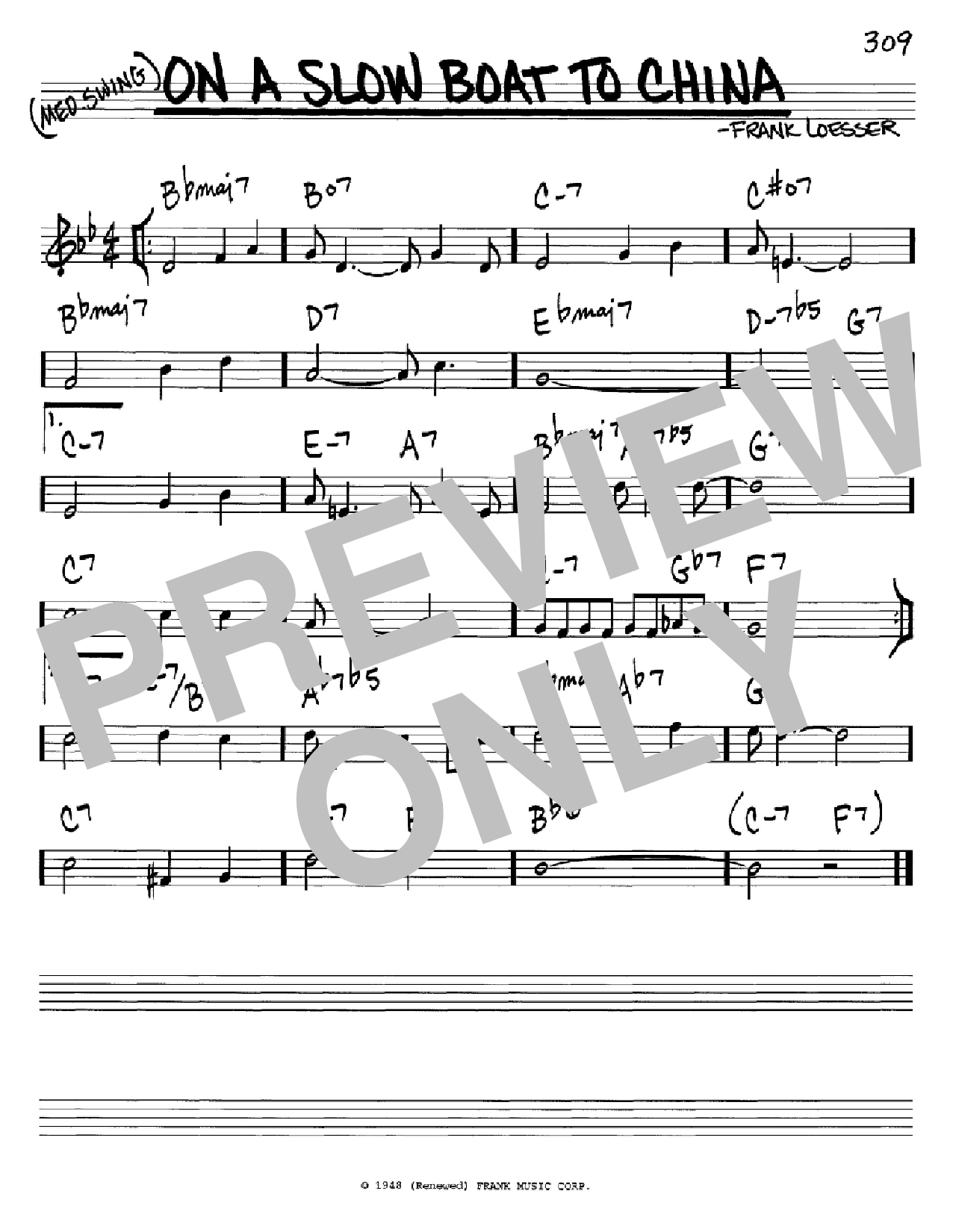 Download Frank Loesser On A Slow Boat To China Sheet Music