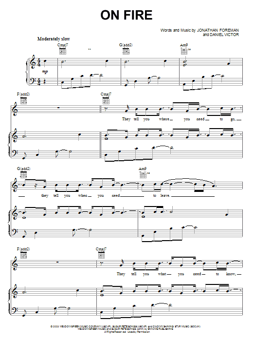 Download Switchfoot On Fire Sheet Music