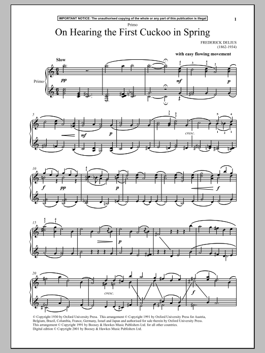 Download Frederick Delius On Hearing The First Cuckoo In Spring Sheet Music