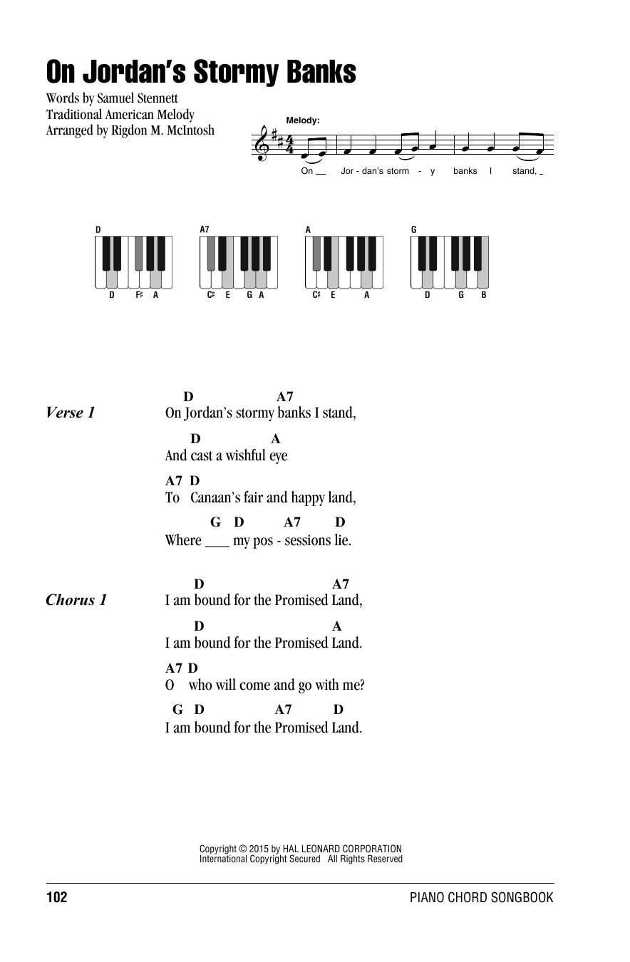 Download Traditional American Folksong On Jordan's Stormy Banks Sheet Music