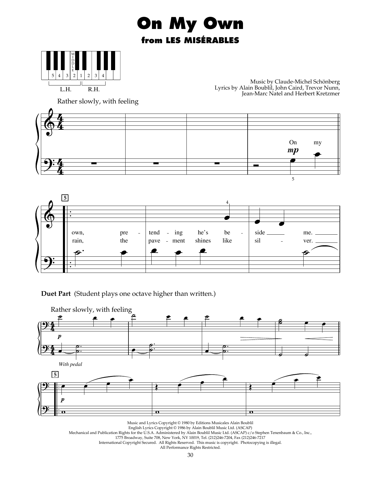 Download Boublil & Schonberg On My Own (from Les Miserables) Sheet Music