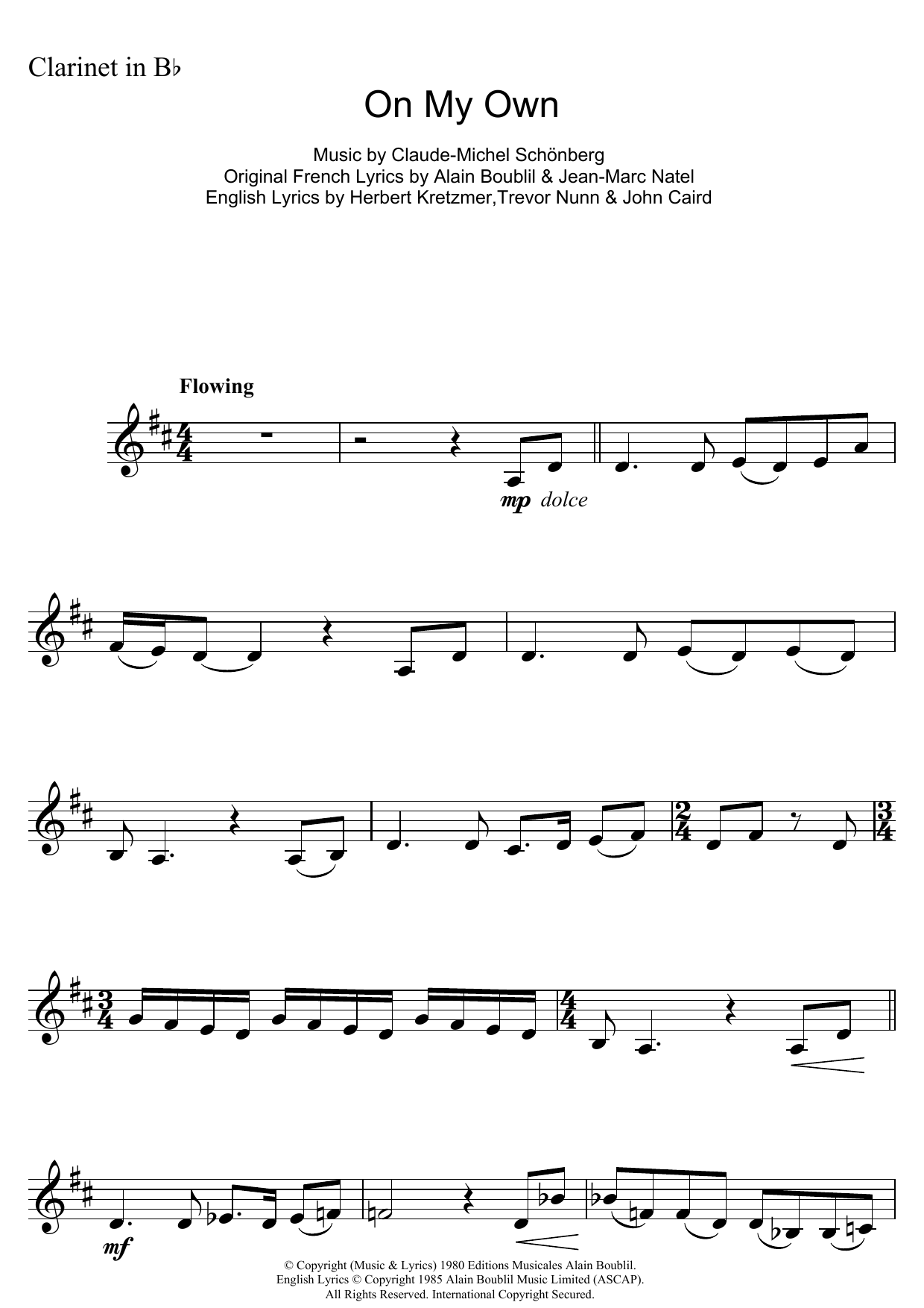 Download Boublil and Schonberg On My Own (from Les Miserables) Sheet Music