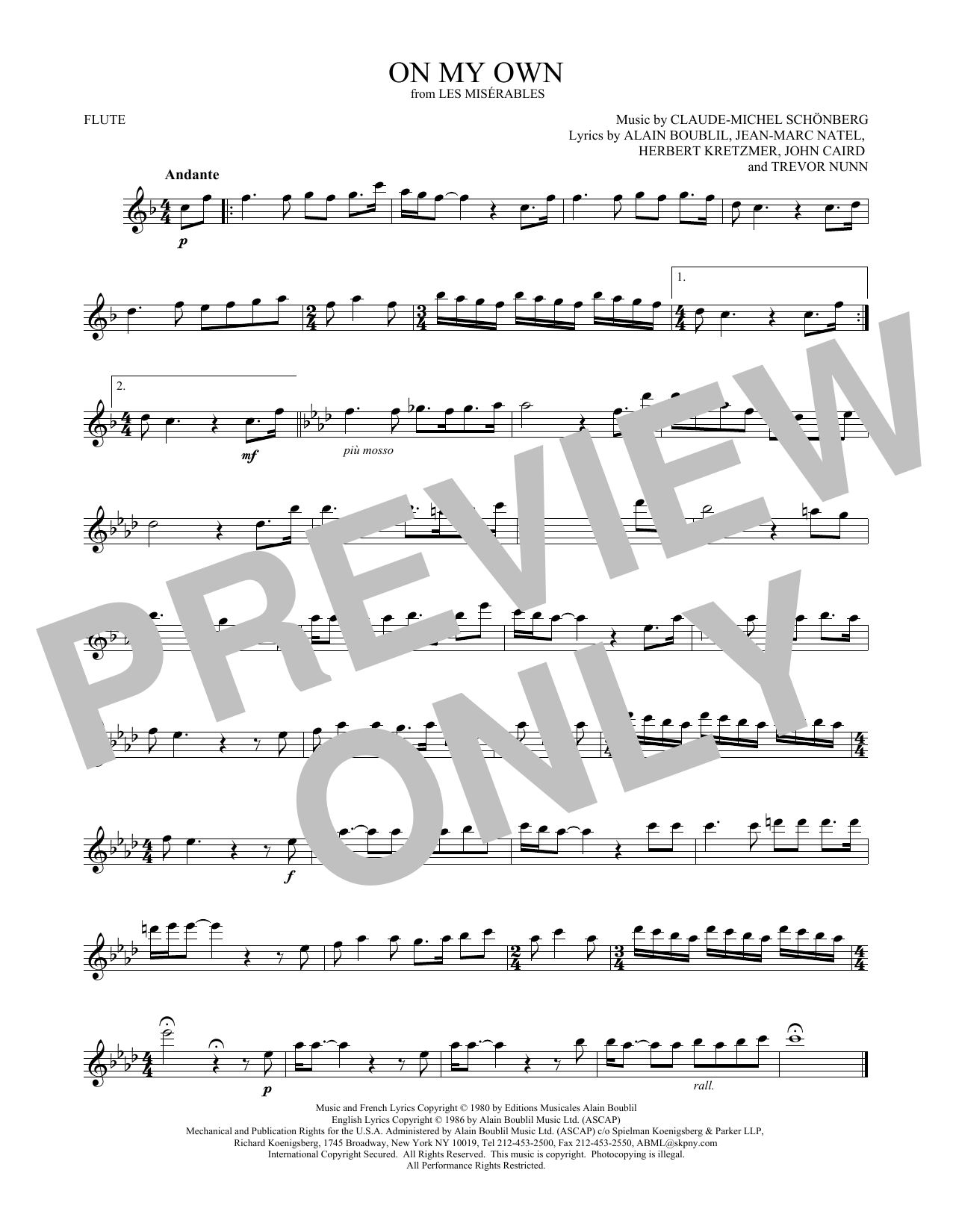 Download Claude-Michel Schönberg On My Own (from Les Miserables) Sheet Music