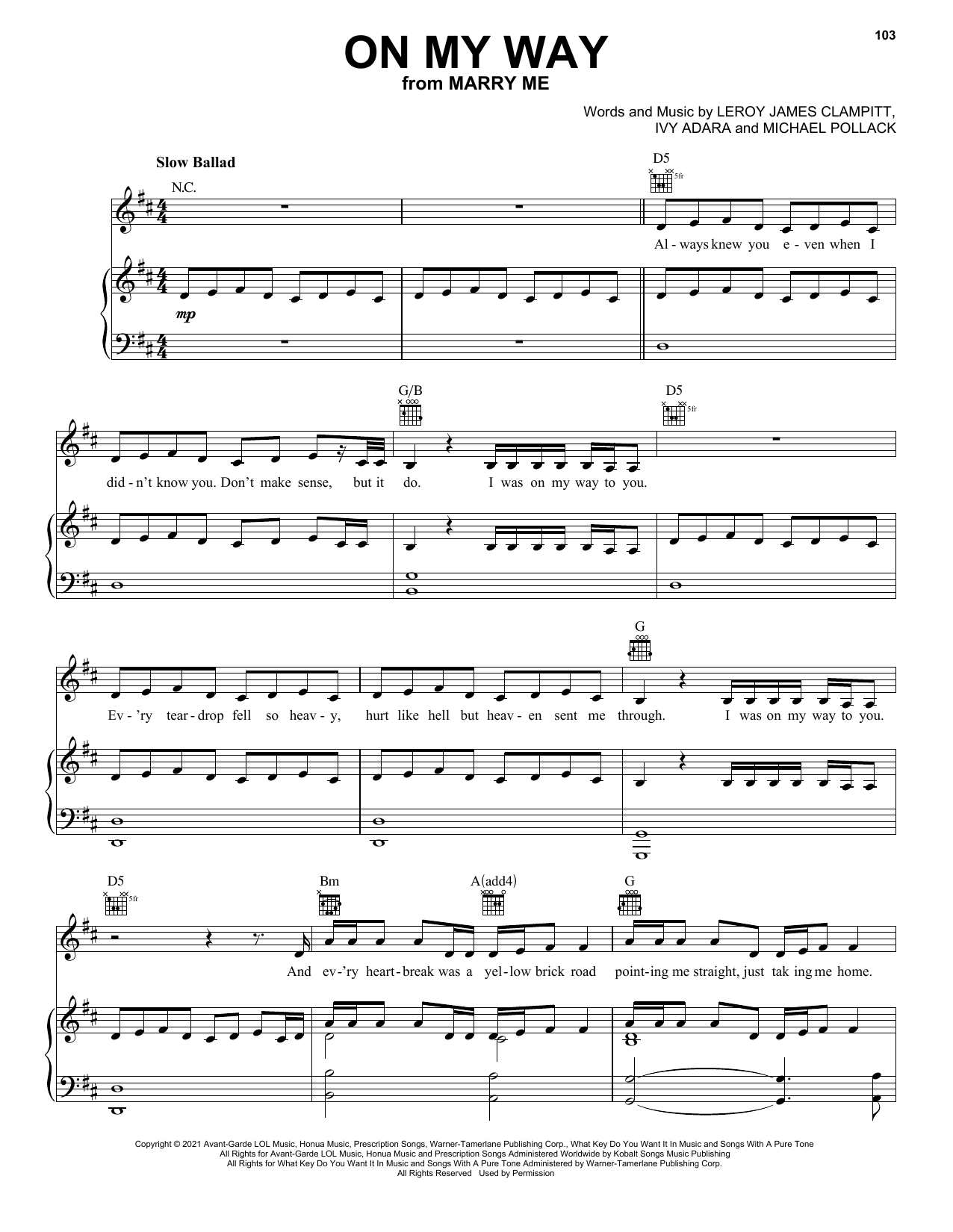 Download Jennifer Lopez On My Way (from Marry Me) Sheet Music
