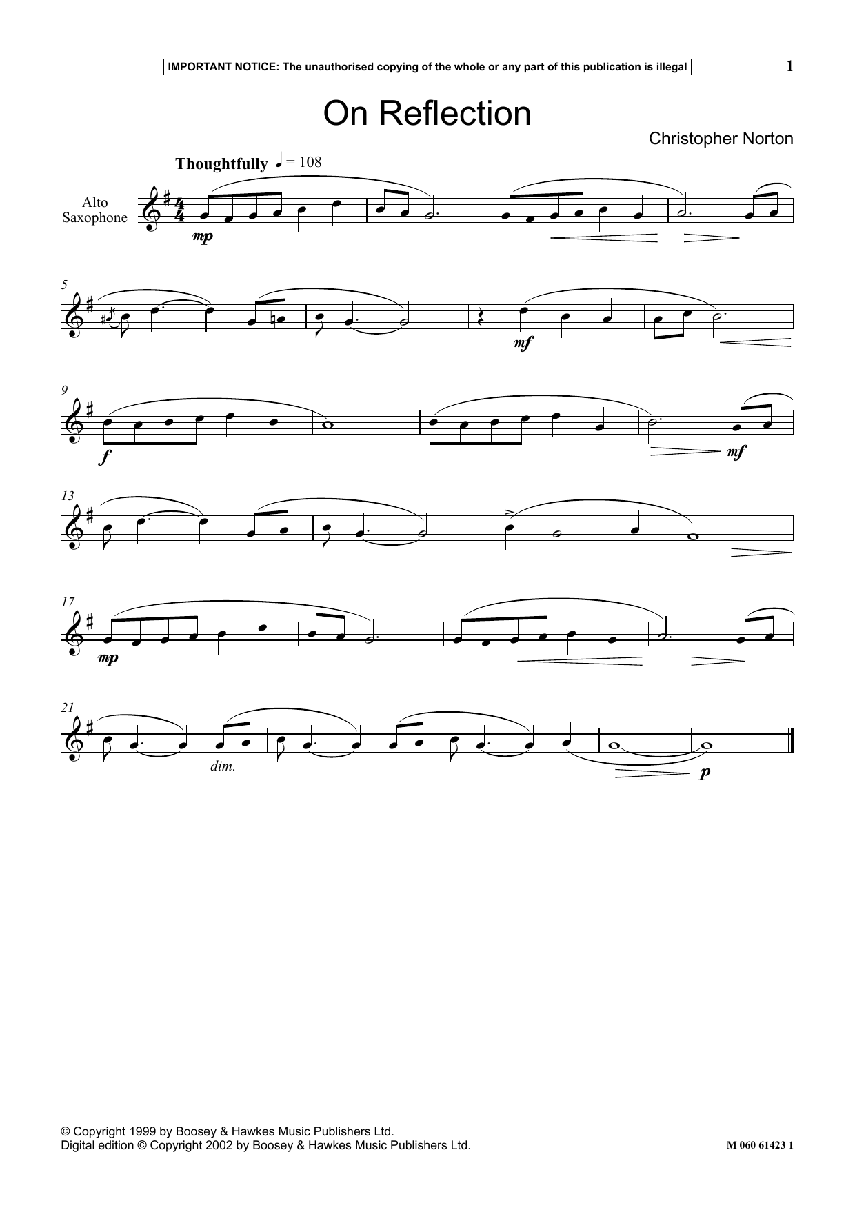 Download Christopher Norton On Reflection Sheet Music