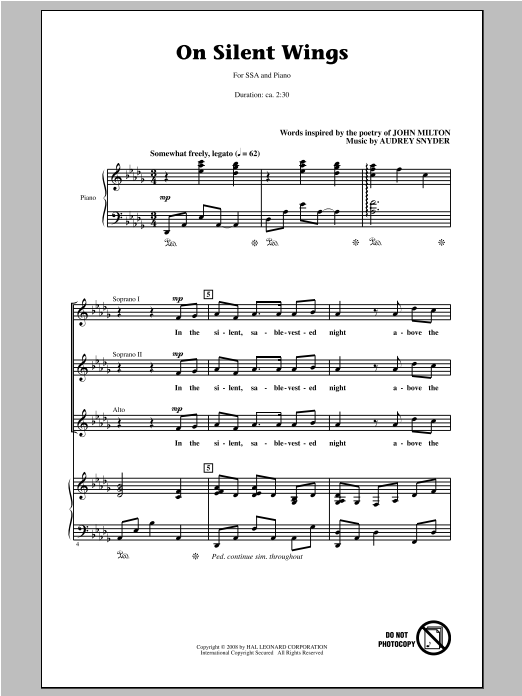 Download Audrey Snyder On Silent Wings Sheet Music