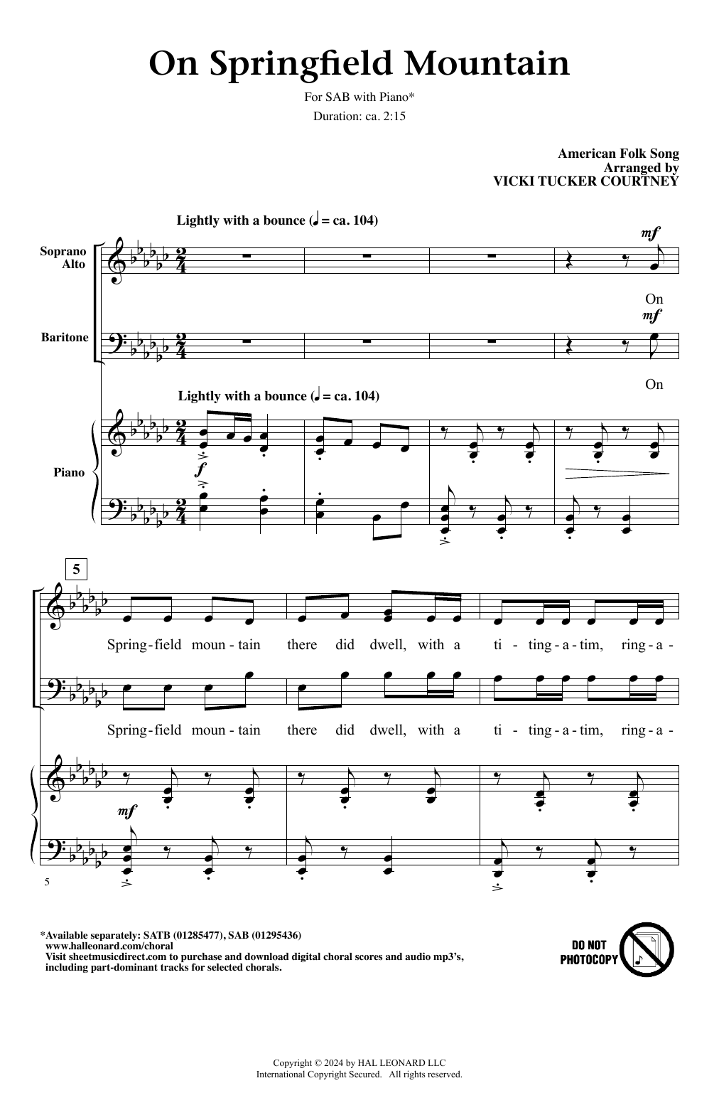 American Folk Song On Springfield Mountain (arr. Vicki Tucker Courtney) sheet music notes printable PDF score