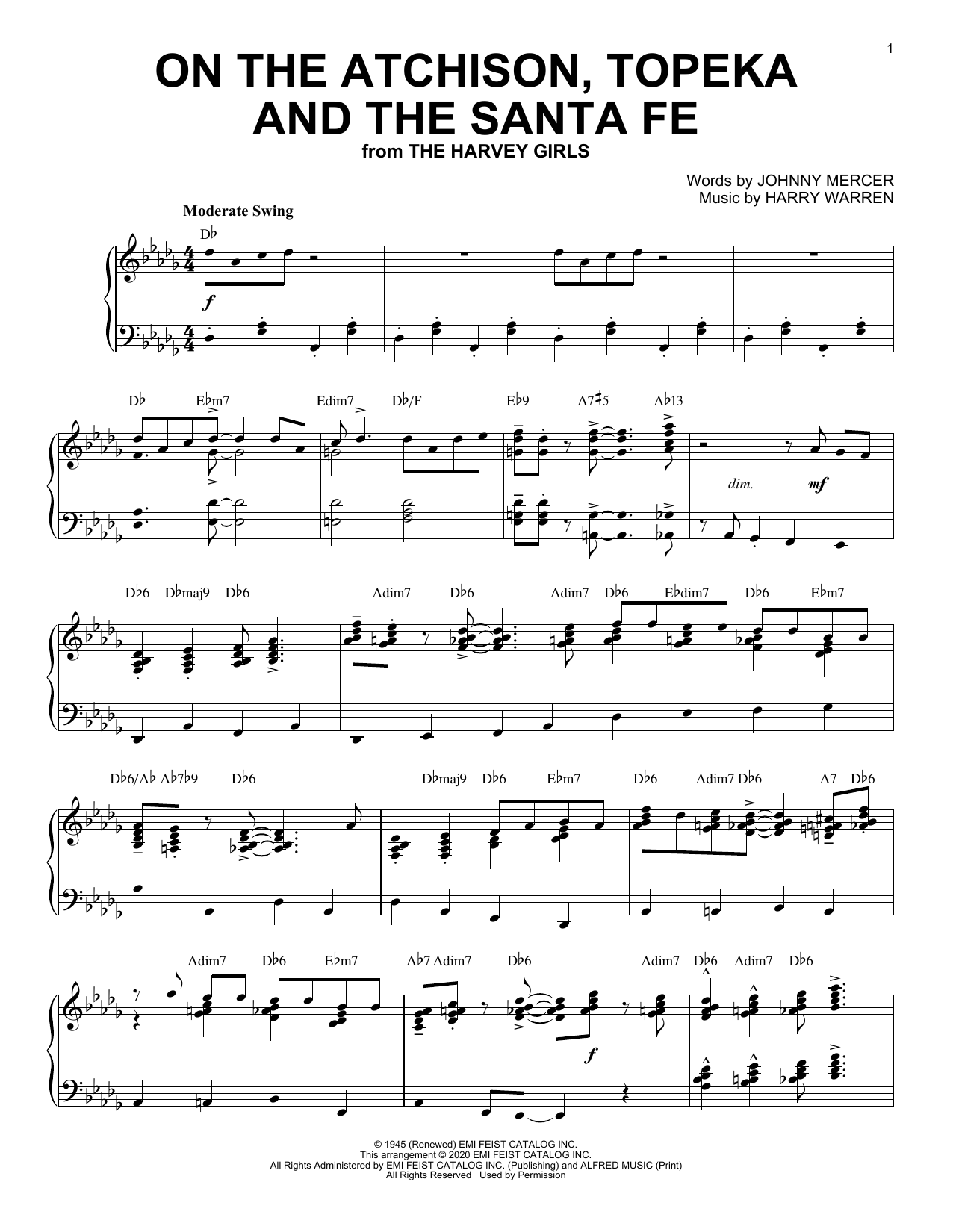 Download Johnny Mercer On The Atchison, Topeka And The Santa F Sheet Music