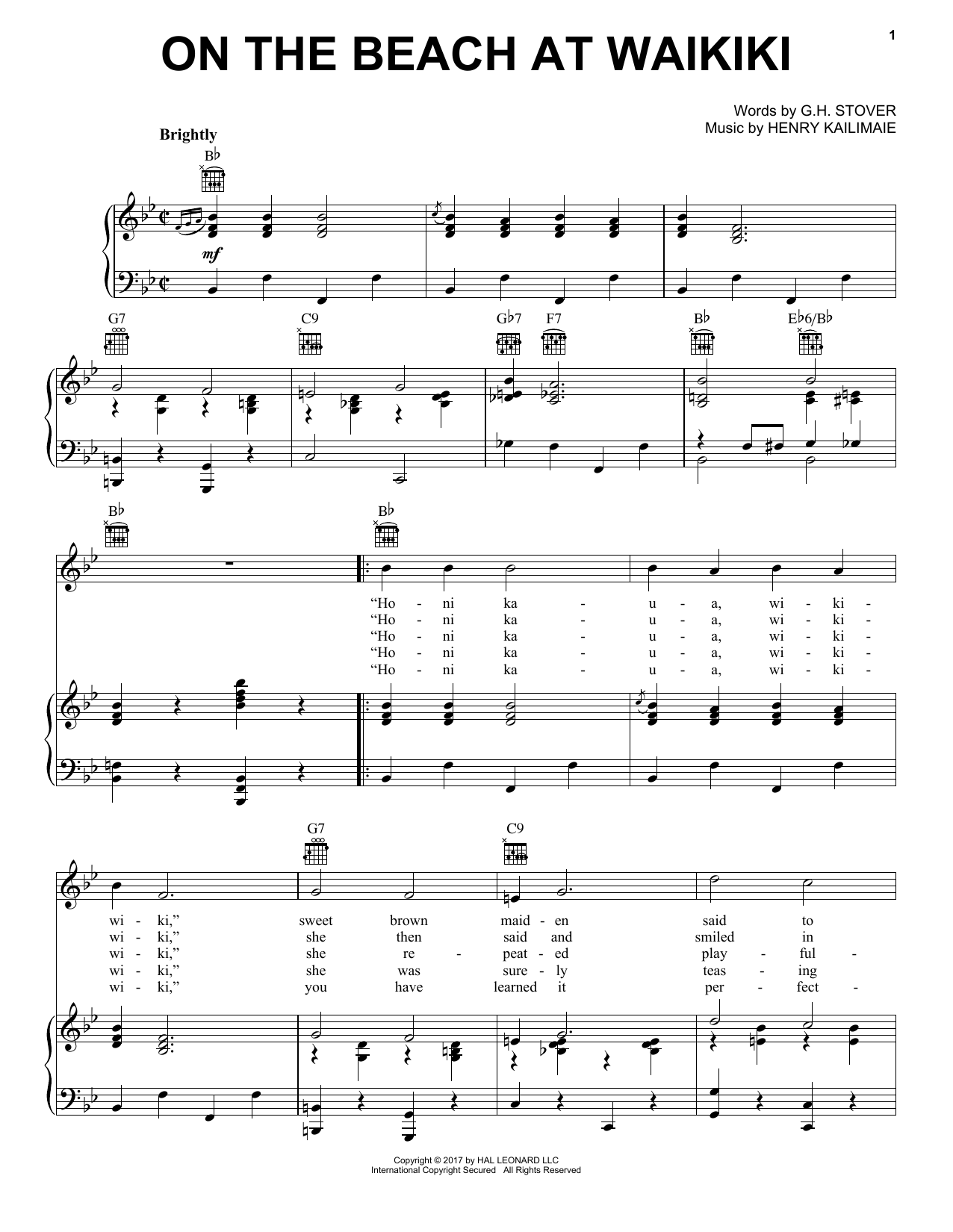 Download Henry Kailimaie On The Beach At Waikiki Sheet Music