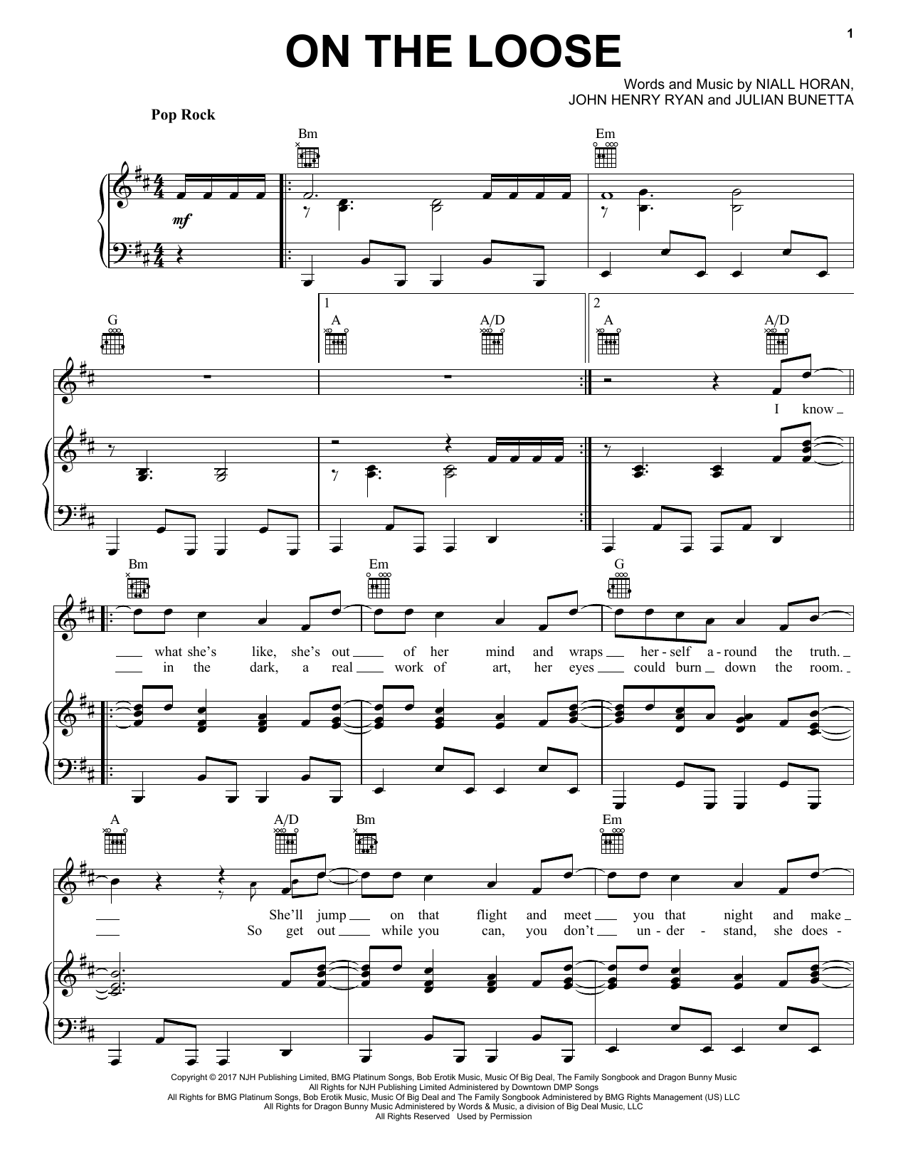 Download Niall Horan On The Loose Sheet Music