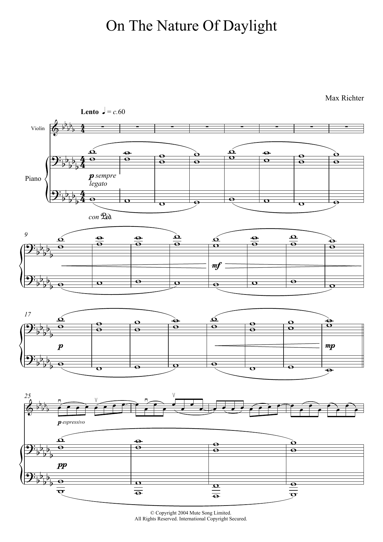 Download Max Richter On The Nature Of Daylight Sheet Music