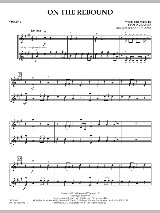 Download Larry Moore On the Rebound - Violin 2 Sheet Music
