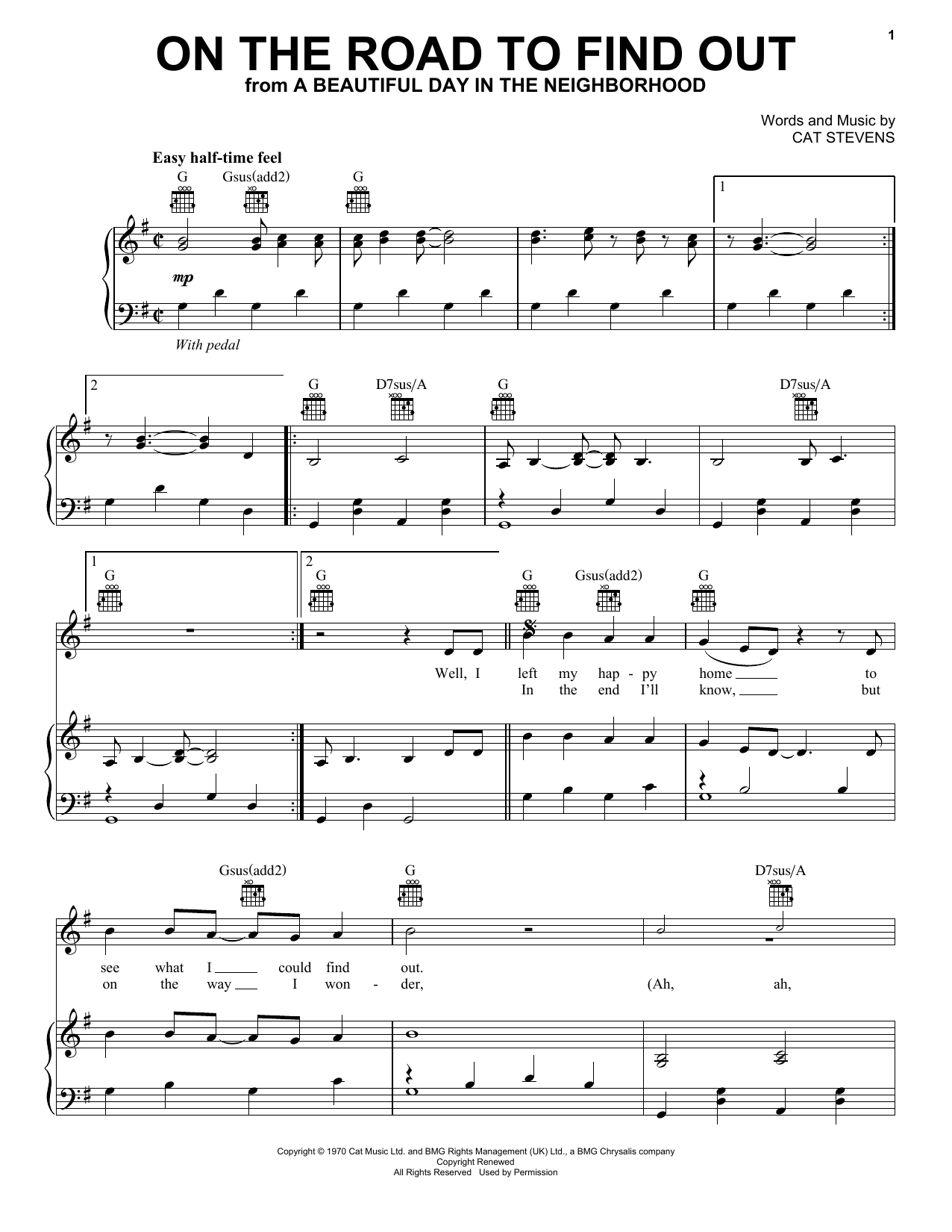 Download Cat Stevens On The Road To Find Out (from A Beautif Sheet Music