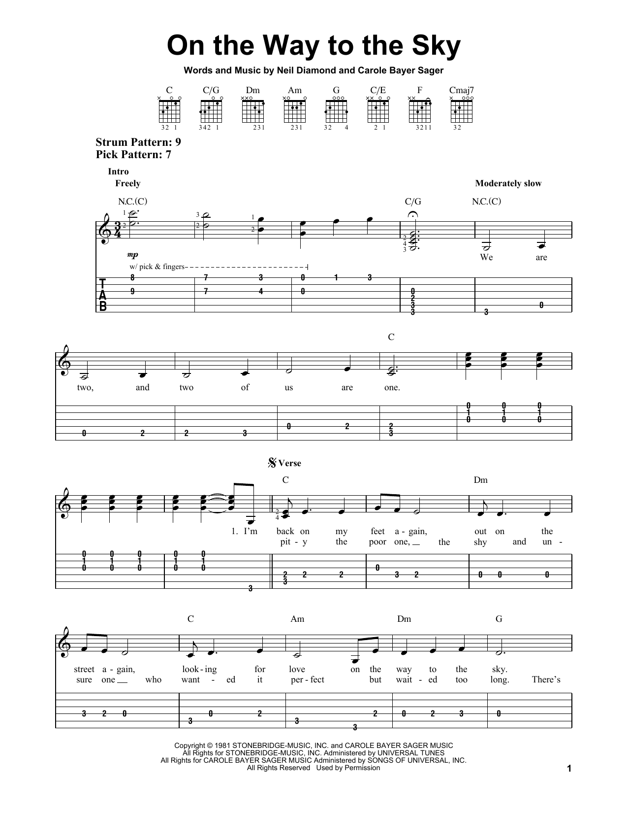 Download Neil Diamond On The Way To The Sky Sheet Music