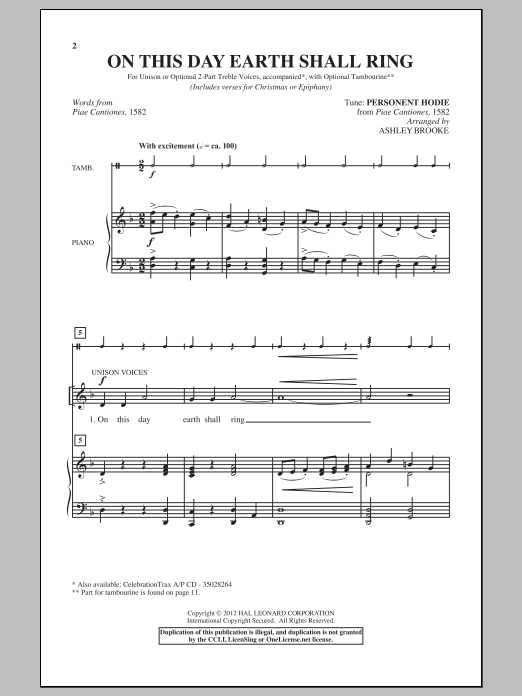Download Ashley Brooke On This Day Earth Shall Ring Sheet Music
