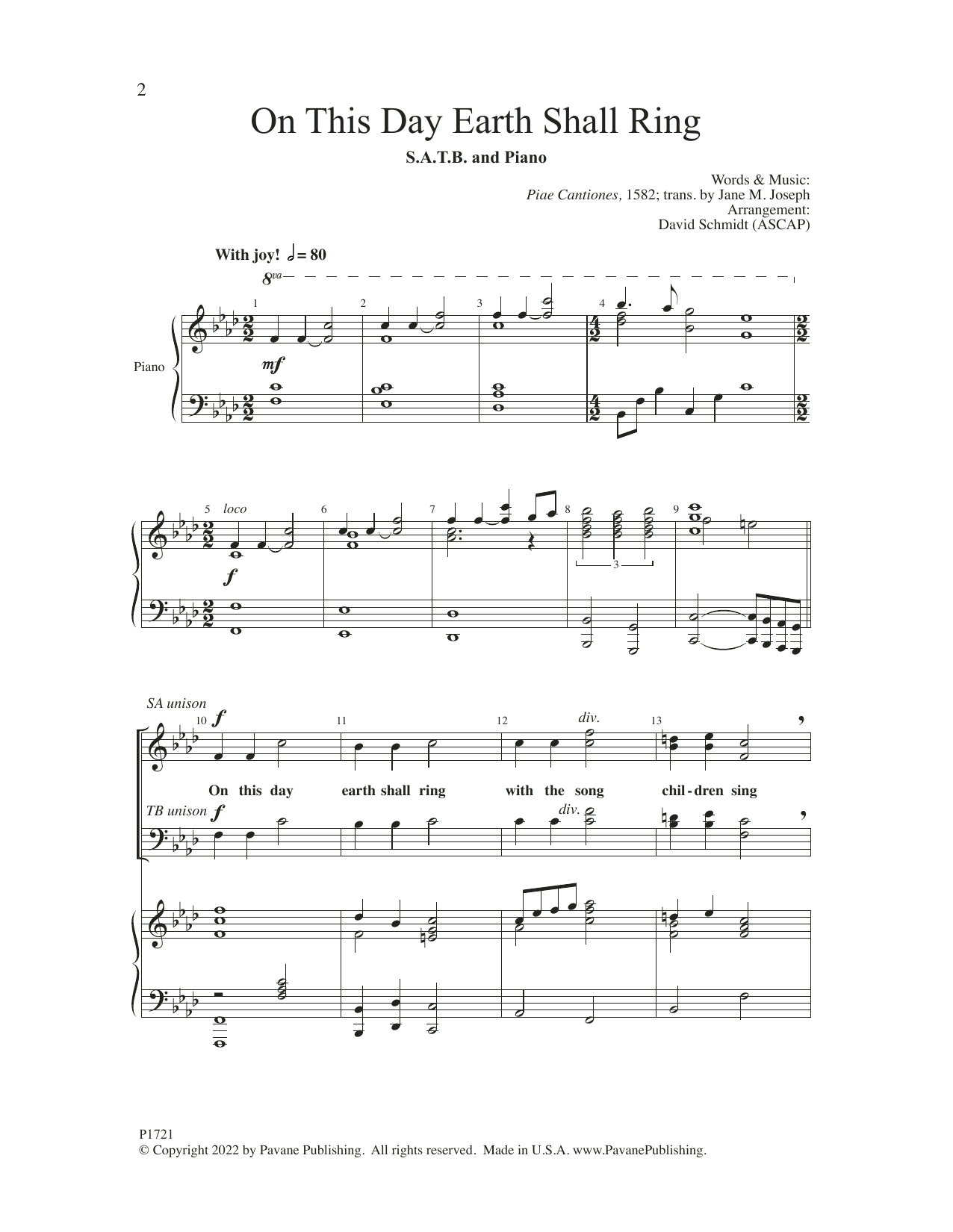 Download David Schmidt On This Day Earth Shall Ring Sheet Music