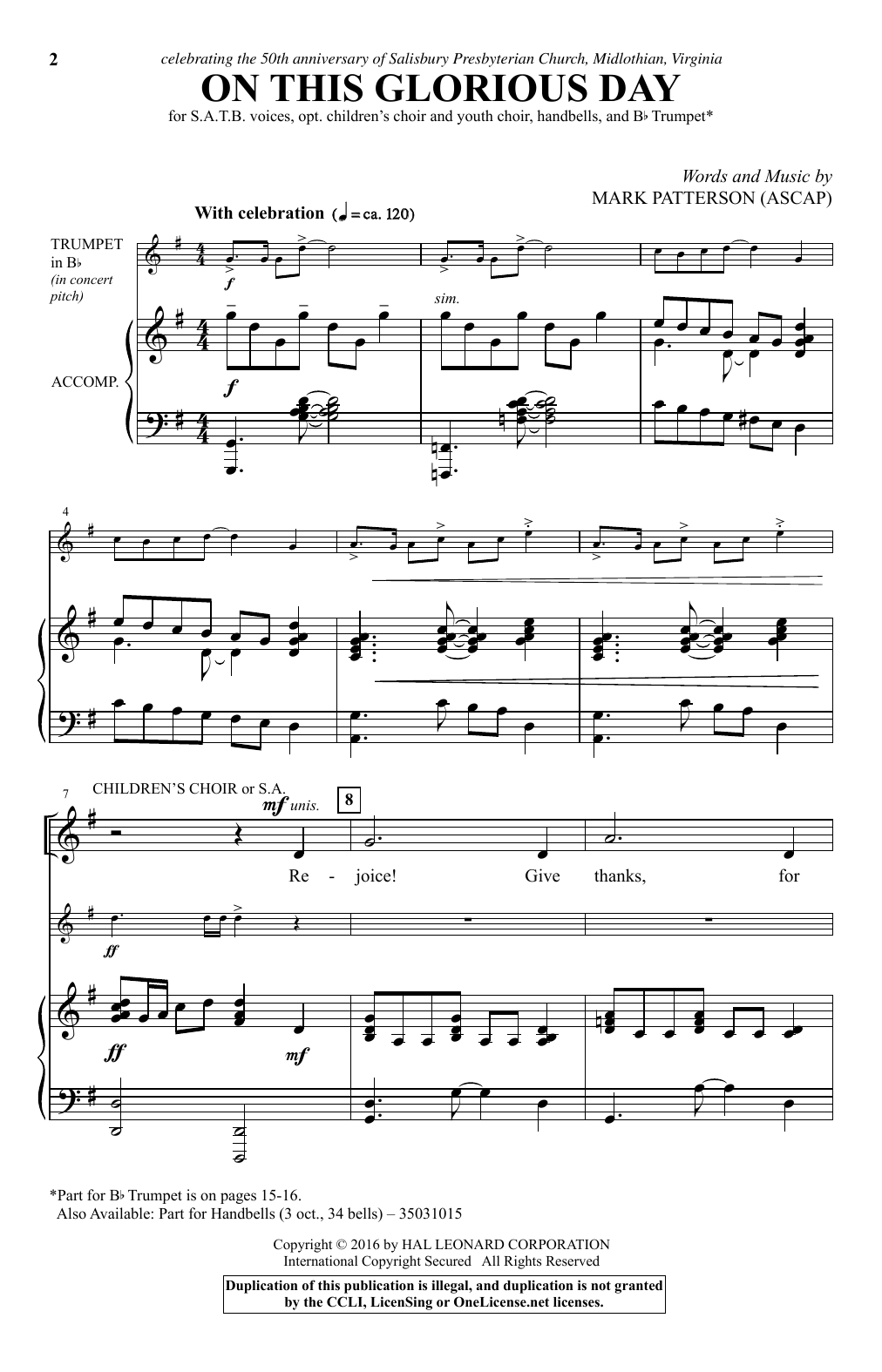 Download Mark Patterson On This Glorious Day Sheet Music