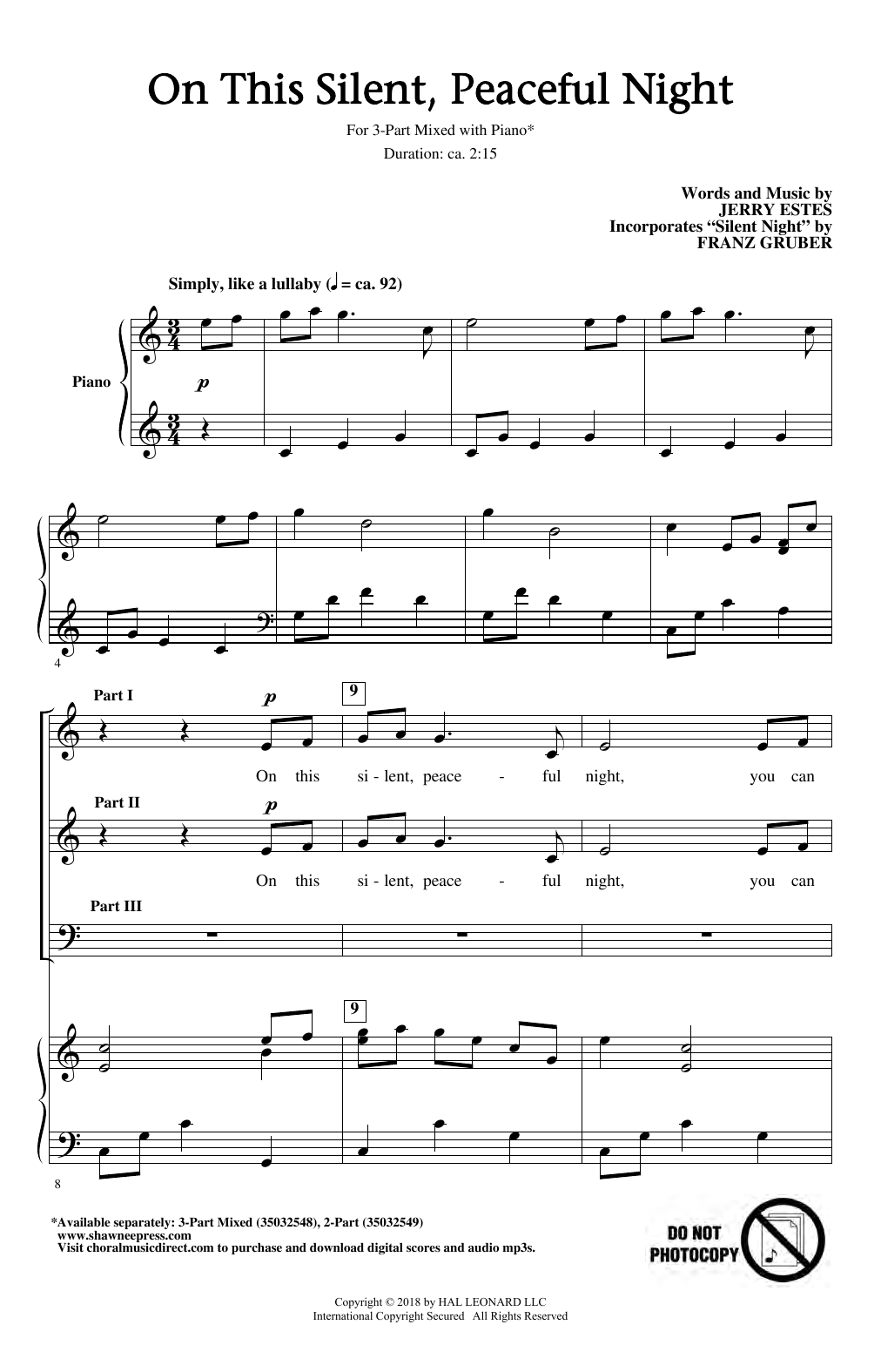 Download Jerry Estes On This Silent, Peaceful Night Sheet Music