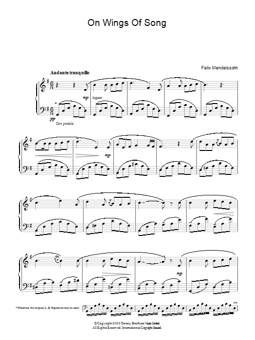 Download Felix Mendelssohn On Wings Of Song Sheet Music